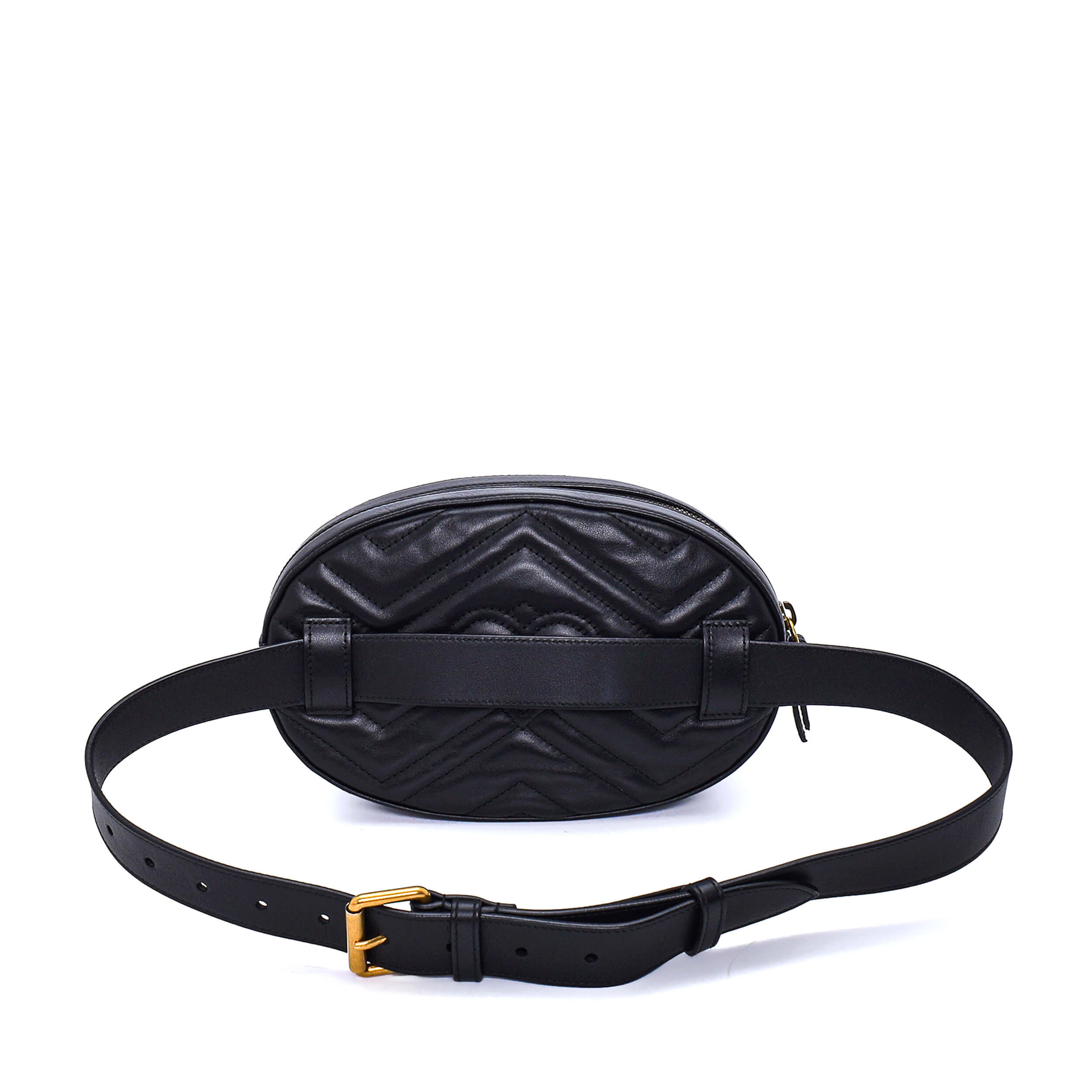 Gucci - Black Marmont Leather Animal Stud Medium Belt Bag